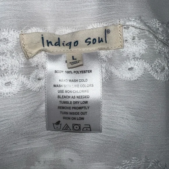 Indigo Soul Cardigan Women’s Large White Sleeveless 100% Polyester Open Front - Picture 3 of 13
